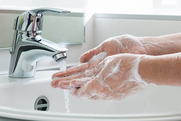 Washing hands to kill germs